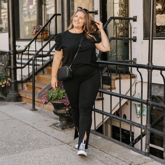 Smash + Tess Emma High Rise Pants with Slit - Black, Large - Picture 3 of 6